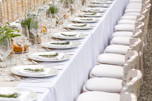 Wedding table and chairs set up