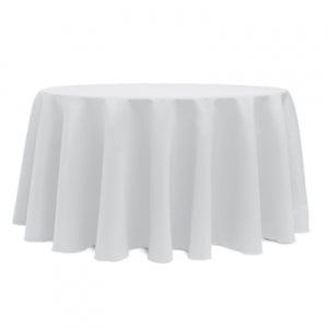 WHITE POLYESTER TABLECLOTH 120 ROUND