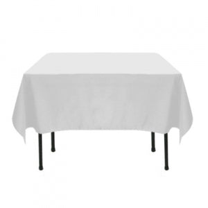 WHITE POLYESTER TABLECLOTH 72X72